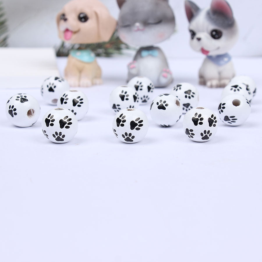 Wholesale 20pcs Dog Feet Bone Head Pet Wooden Beads
